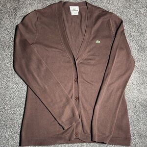 Lacoste Women's Brown Button-Front V-Neck Cardigan